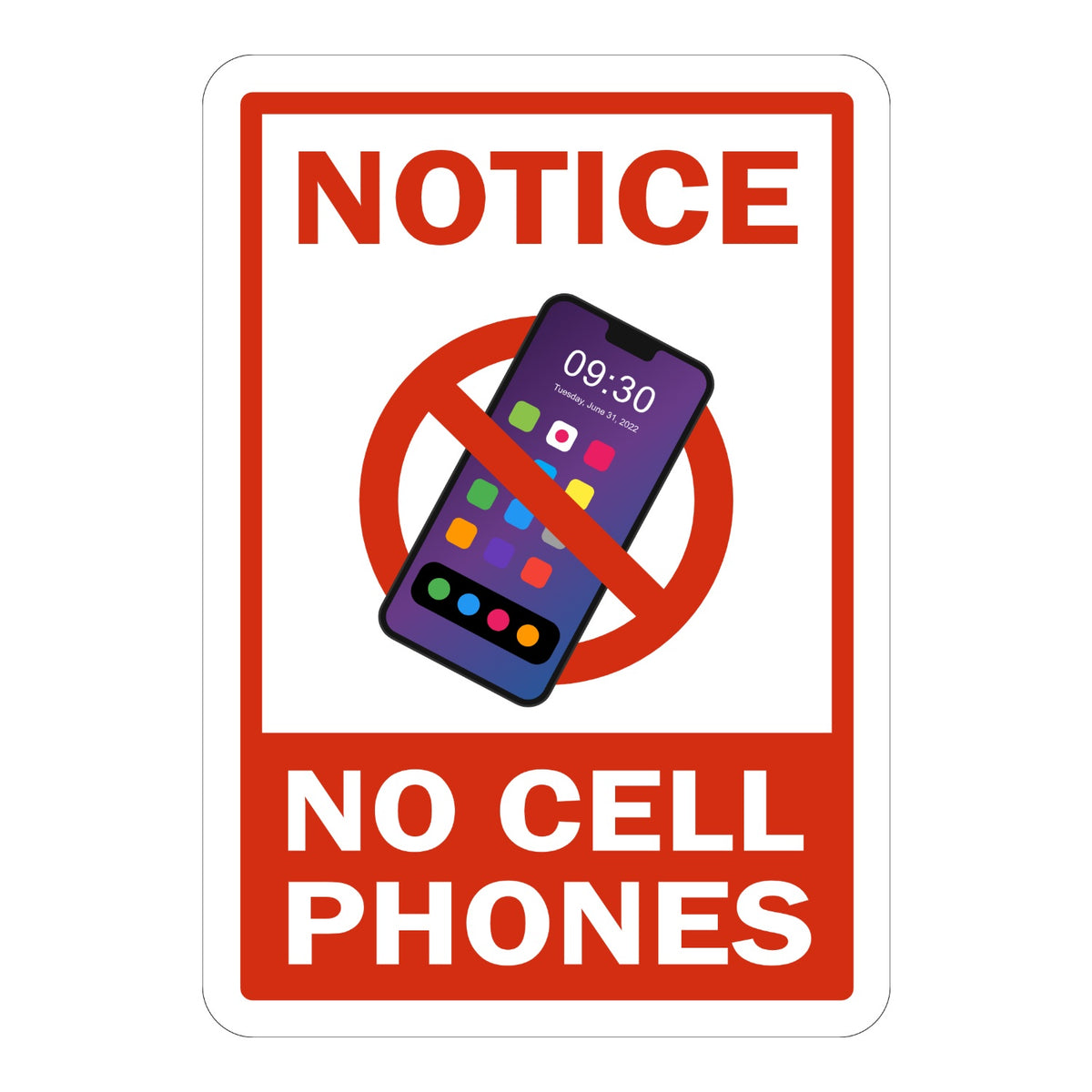 Notice: No Cell Phones (Red)
