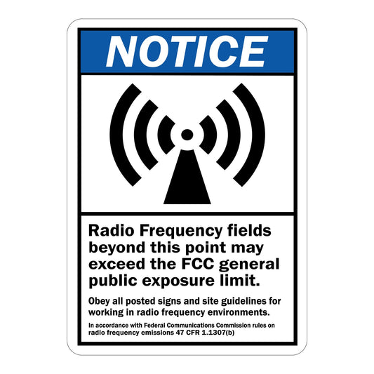 ANSI Notice Radio Frequency Fields Beyond This Point May Exceed FCC General Public Exposure Limit Sign Stickers
