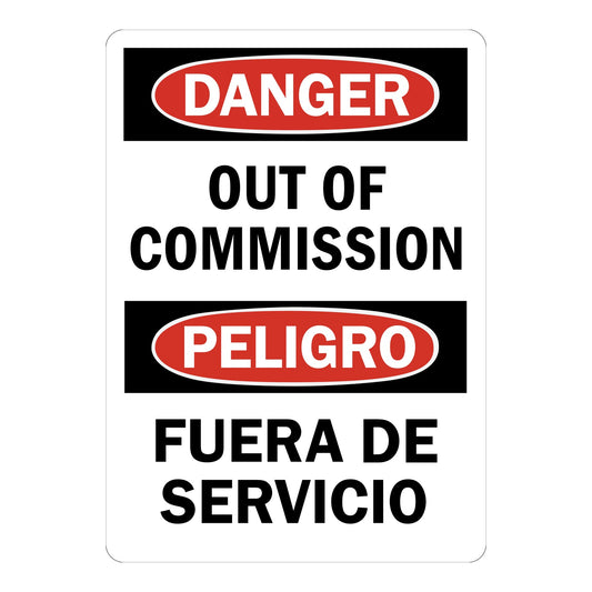 Bilingual OSHA Danger: Out Of Commission / Peligro Fuera De Servicio