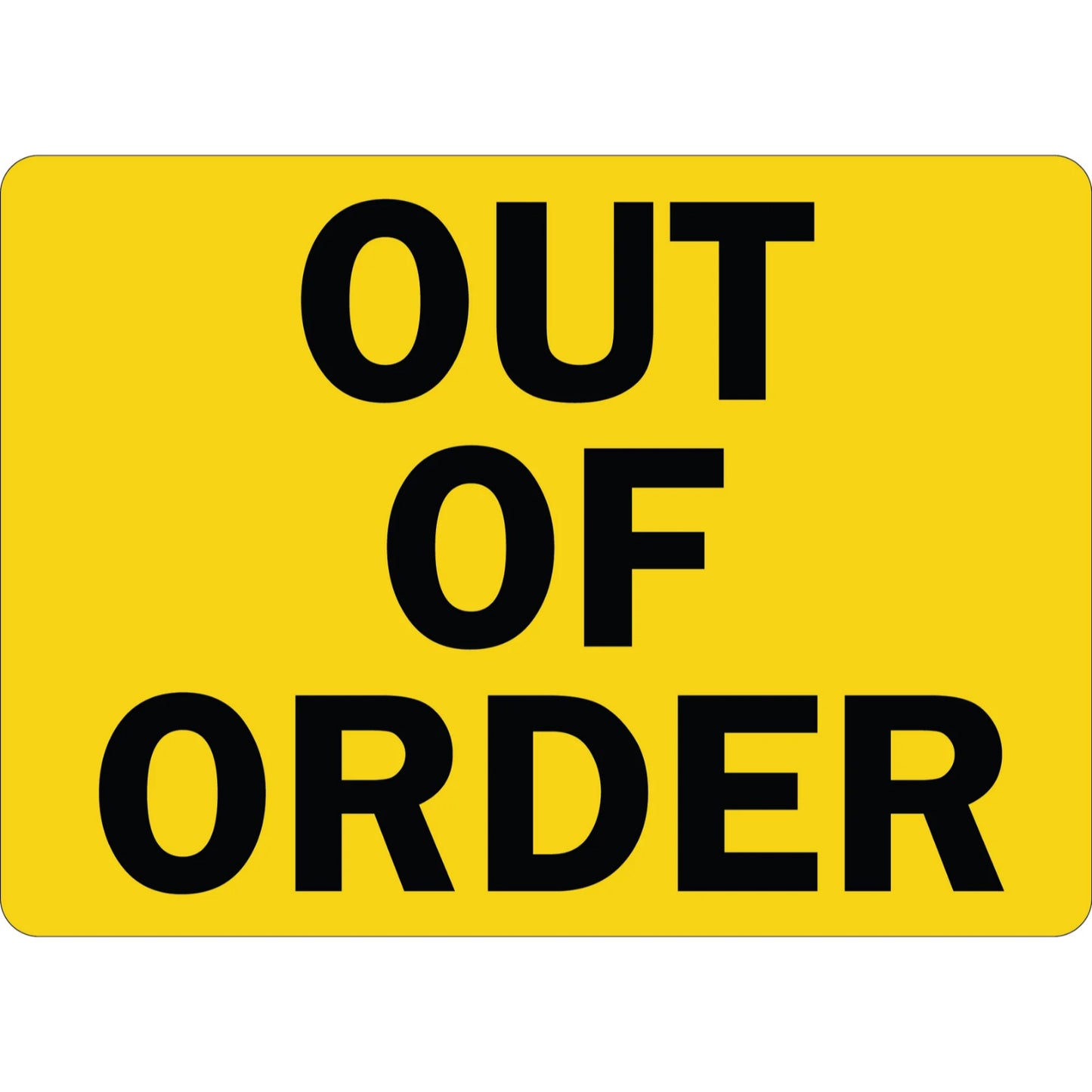 Out Of Order Machine Safety Sign Sticker with bold out of order equipment status text for warehouse and industrial equipment.
