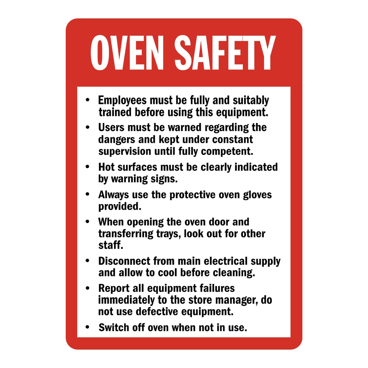 Oven Safety Guidelines Sign