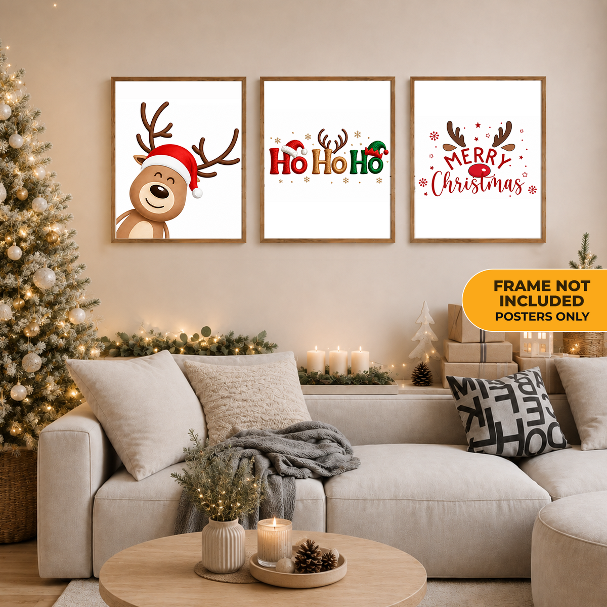 Christmas Reindeer & Holiday Greetings Poster