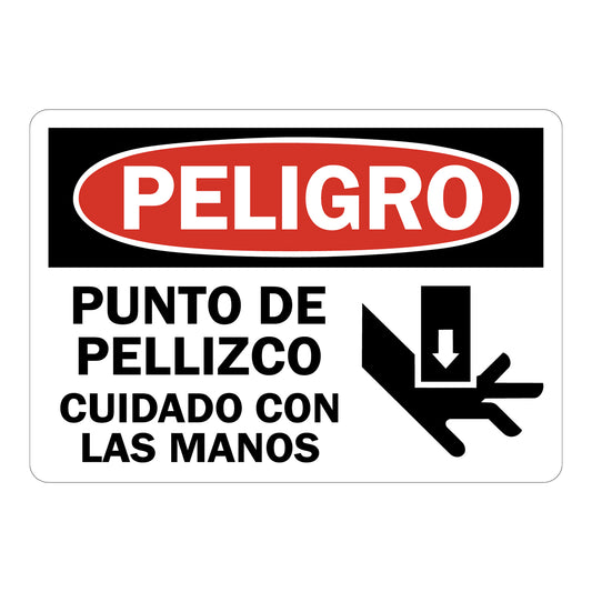 Spanish OSHA Danger: Peligro - Punto De Pellizco Cuidado Con Las Manos