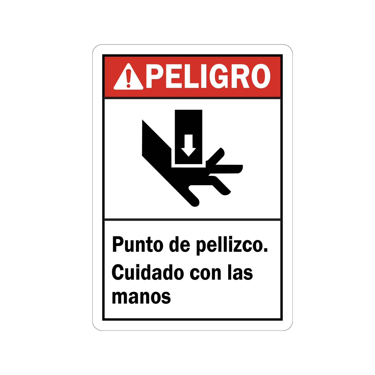 Spanish ANSI Danger: Peligro - Punto De Pellizco, Cuidado Con Las Manos