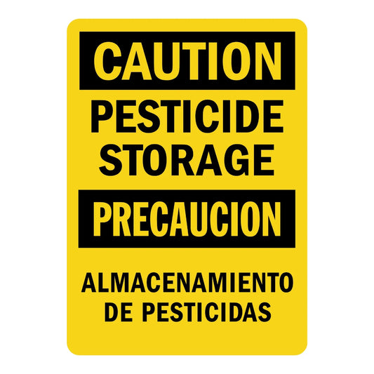 Bilingual OSHA Caution: Pesticide Storage