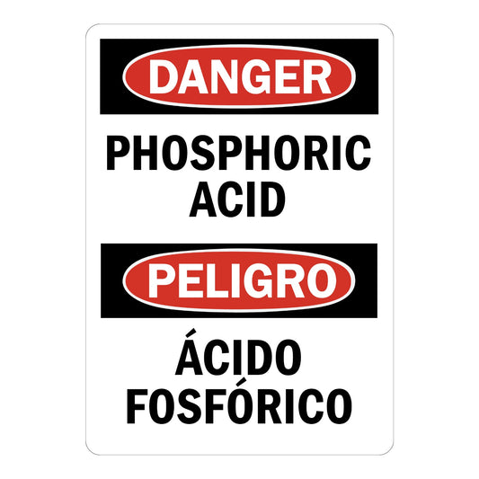 Bilingual OSHA Danger: Phosphoric Acid, Acido Fosfórico