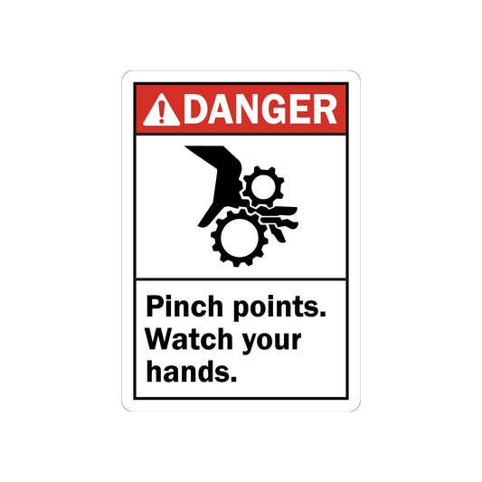 ANSI Danger: Pinch Points Watch Your Hands (With Hand Entanglement Graphic)