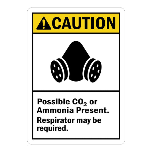 ANSI Caution: Possible Co2 or Ammonia Present, Respirator May Be Required