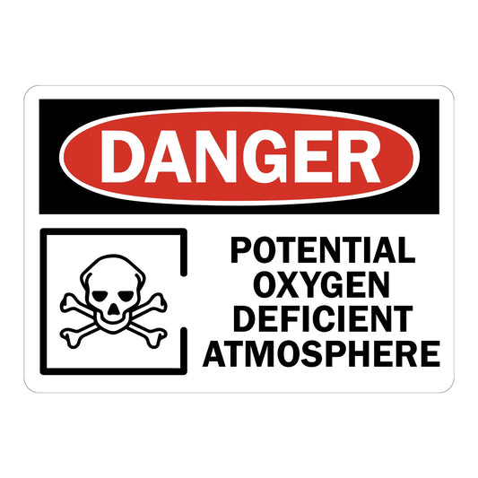 OSHA Danger: Potential Oxygen Deficient Atmosphere With Symbol