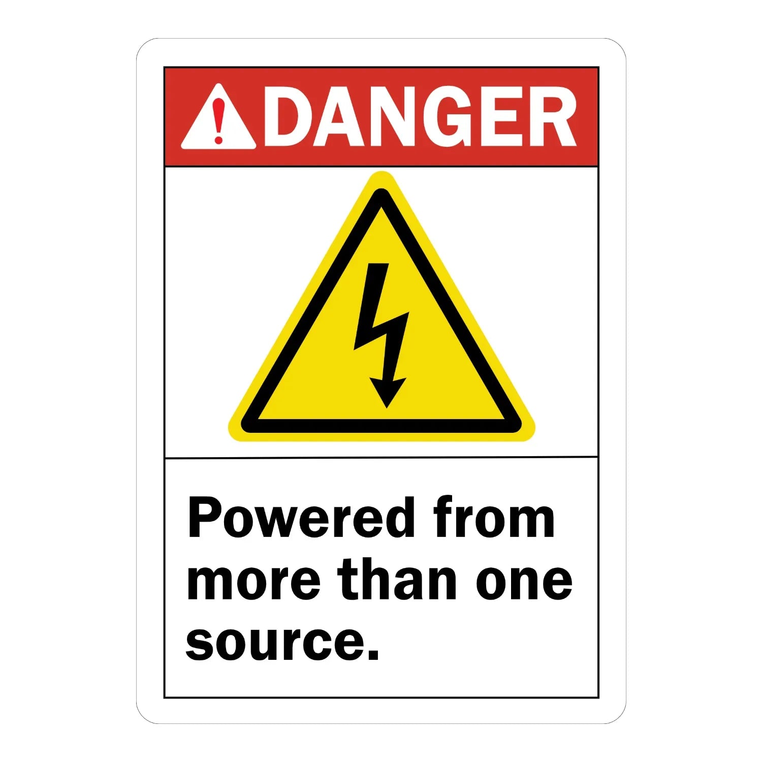 ANSI Danger: Powered from More Than One Source (With Electrocution Graphic)