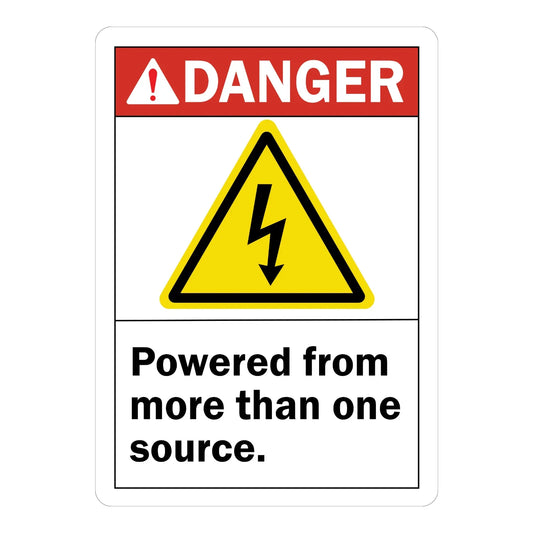 ANSI Danger: Powered from More Than One Source (With Electrocution Graphic)