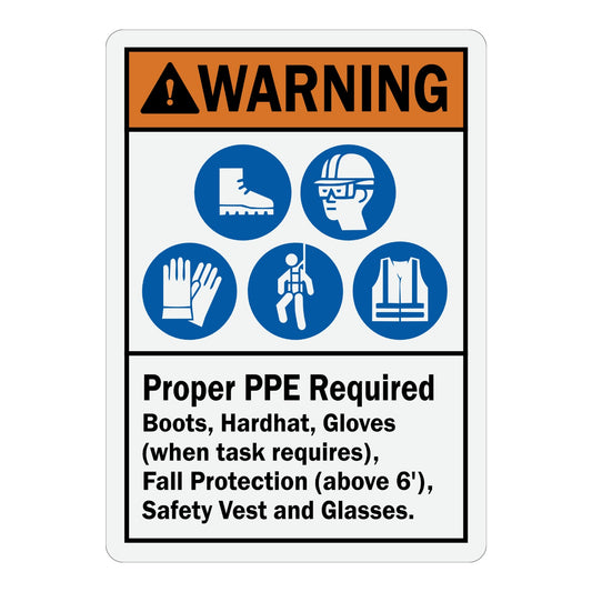 ANSI Warning: Proper PPE Required (With PPE Graphic)