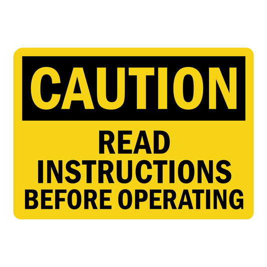 OSHA Caution: Read Instructions Before Operating