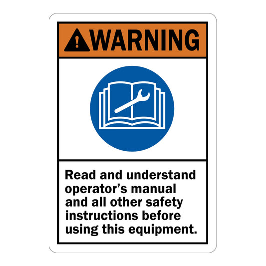 ANSI Warning: Read Operator Manual And Safety Instructions Before Using Equipment With Graphic