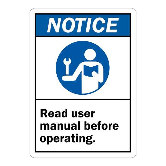 ANSI Notice: Read User Manual Before Operating