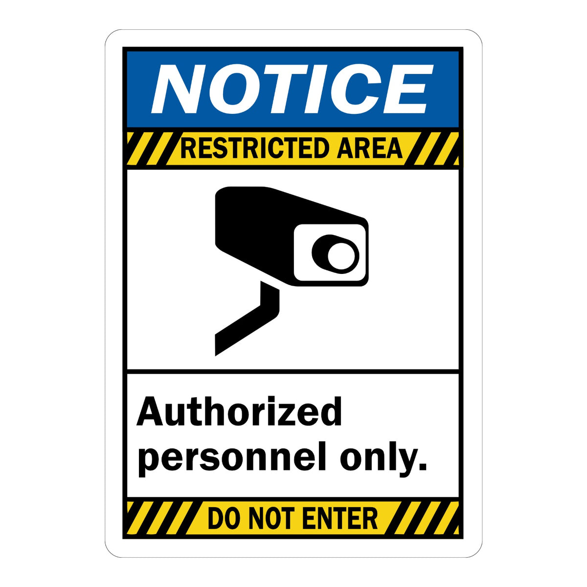 ANSI Notice: Restricted Area - Authorized Personnel Only, Do Not Enter (With Camera Graphic)
