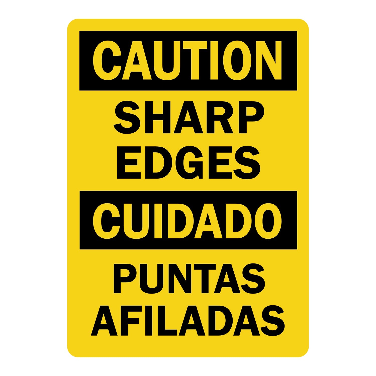 Bilingual Caution: Sharp Edges, Cuidado Puntas Afiladas