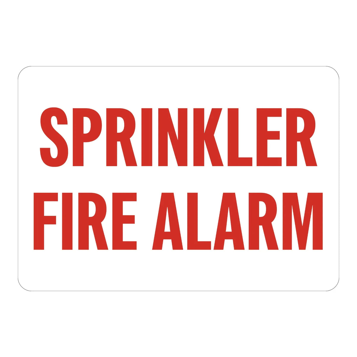 Sprinkler Fire Alarm Sign Stickers with bold red text on white background for sprinkler-activated alarm system identification.