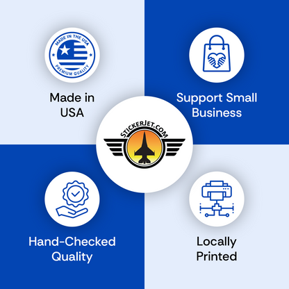 Slickerjet branding with icons and text on a blue and white background