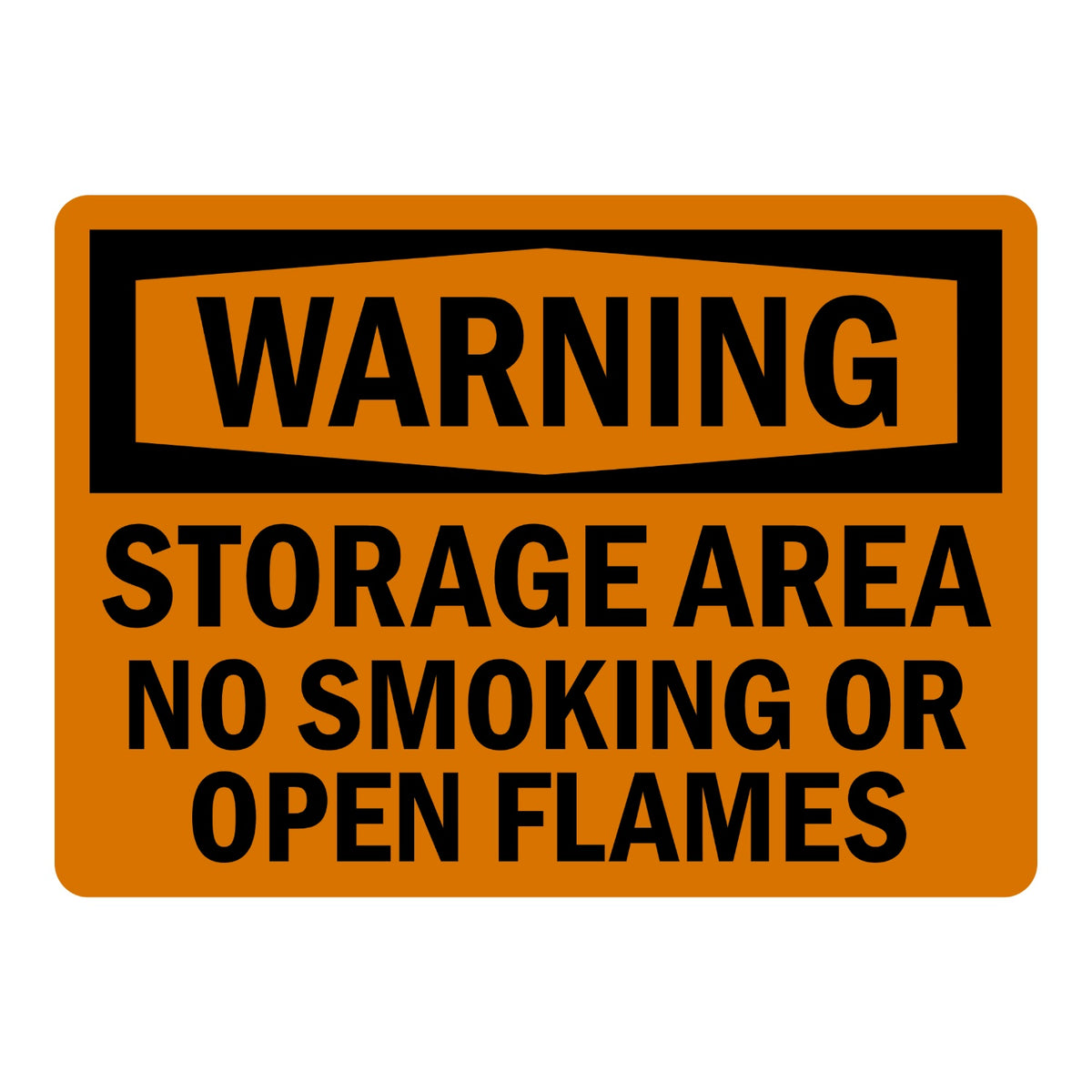 OSHA Warning: Storage Area - No Smoking or Open Flames