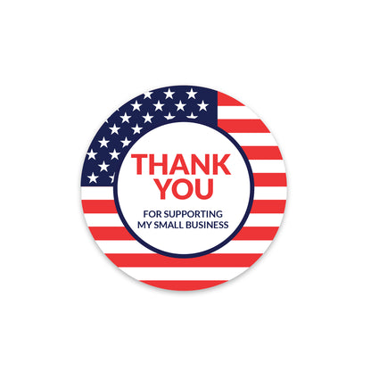 American flag design with 'Thank You for Supporting My Small Business' text on a white background