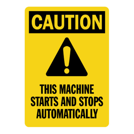 OSHA Caution This Machine Starts And Stops Automatically Sign Stickers with Graphic