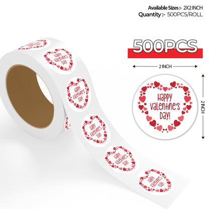 Roll of Valentine’s Day Sticker – Happy Valentine Heart Frame Design with 'Happy Valentine's Day!' text on a white background