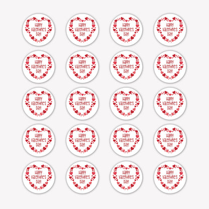Valentine’s Day Sticker – Happy Valentine Heart Frame Design Stickers with 'Happy Valentine's Day' text and heart designs on a white background