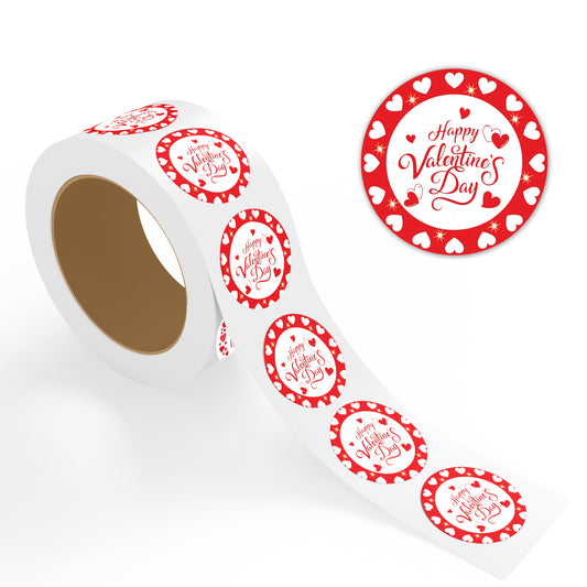 Valentine’s Day Sticker – Red Heart Round Border Design