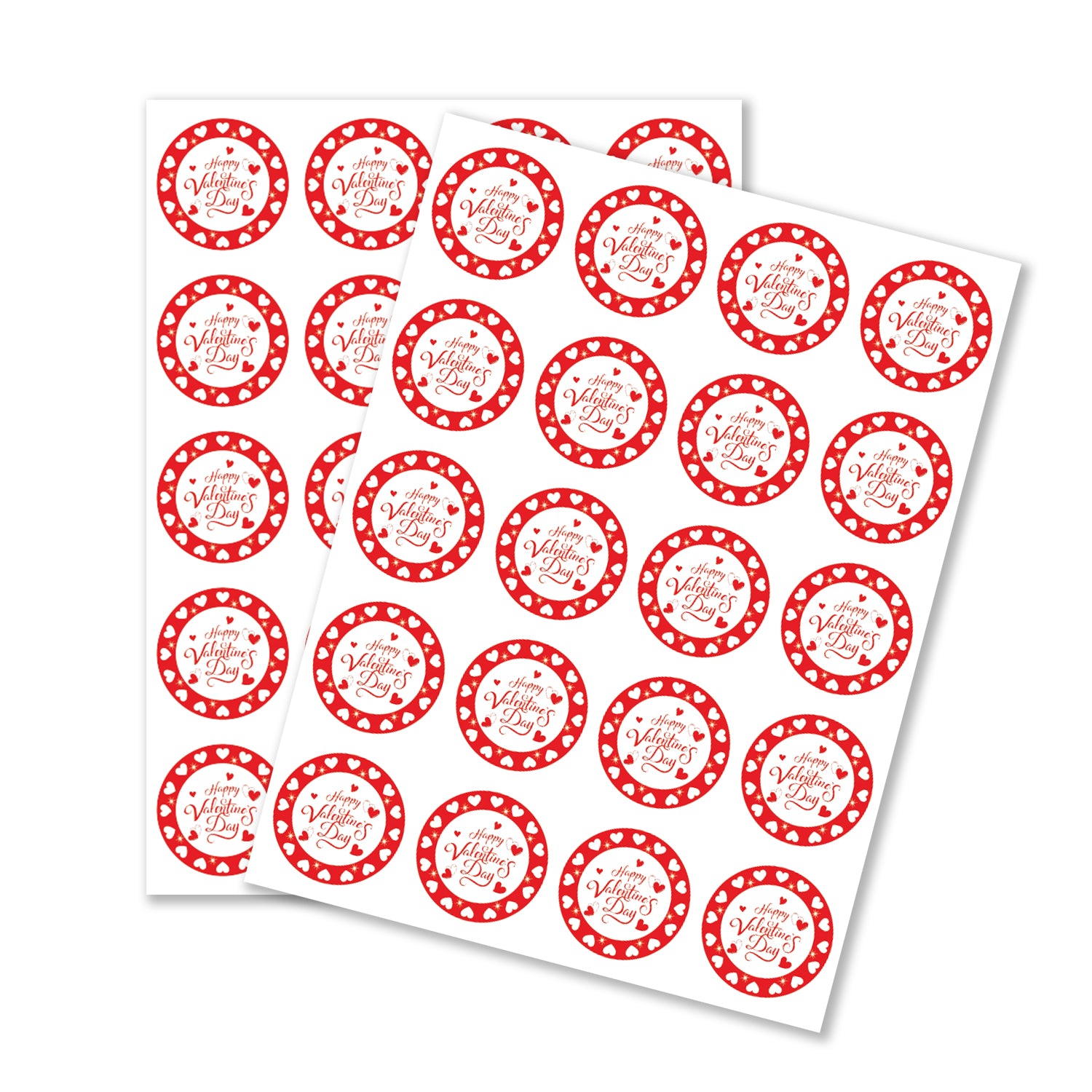 Valentine’s Day Sticker – Red Heart Round Border Design