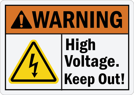 ANSI Warning High Voltage Keep Out Sign Stickers