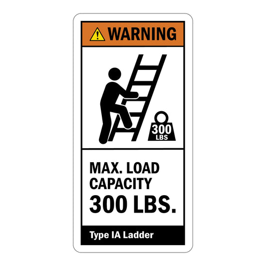 ANSI Warning Maximum Load Capacity 300 lbs Sign Stickers with Graphic