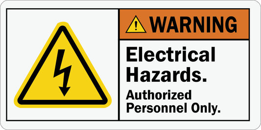 ANSI Warning Electrical Hazards Authorized Personnel Only Sign Stickers with Graphic