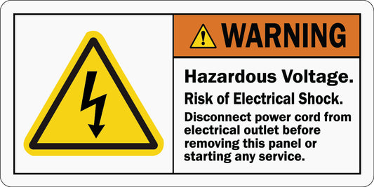 ANSI Warning Hazardous Voltage Risk Of Electrical Shock Sign Stickers