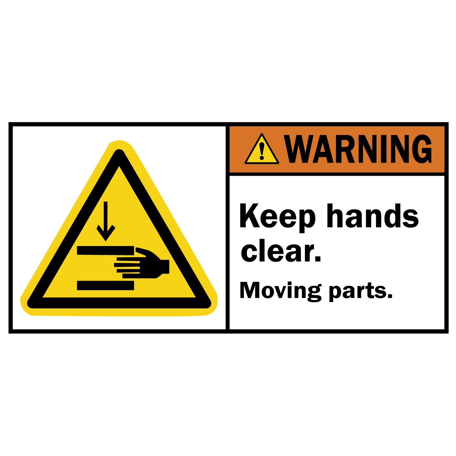ANSI Warning Keep Hands Clear Moving Parts Sign Stickers