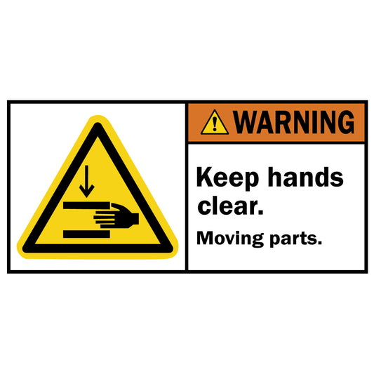ANSI Warning Keep Hands Clear Moving Parts Sign Stickers