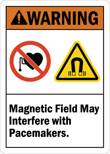ANSI Warning Magnetic Field May Interfere With Pacemakers Sign Stickers