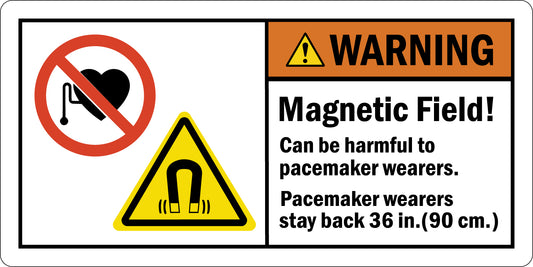 ANSI Warning Magnetic Field Can Be Harmful To Pacemaker Wearers Stay Back 36 Inches Sign Stickers