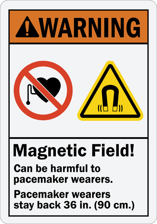 ANSI Warning Magnetic Field Can Be Harmful To Pacemaker Wearers Stay Back Sign Stickers