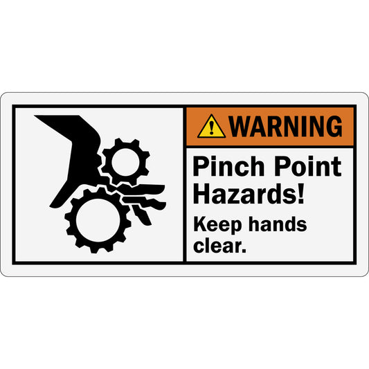 ANSI Warning Pinch Point Keep Hands Clear During Operation Sign Stickers