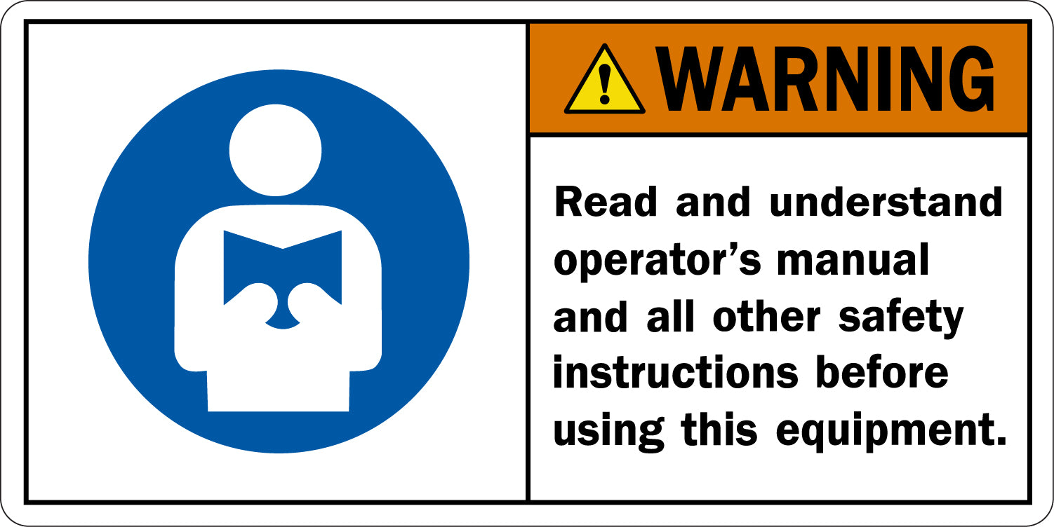 ANSI Warning Read And Understand Operators Manual Before Using Equipment Sign Stickers