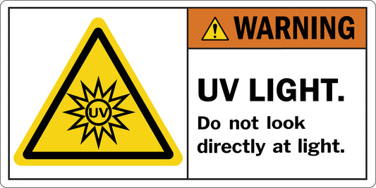 ANSI Warning UV Light Do Not Look Directly At Light Sign Stickers
