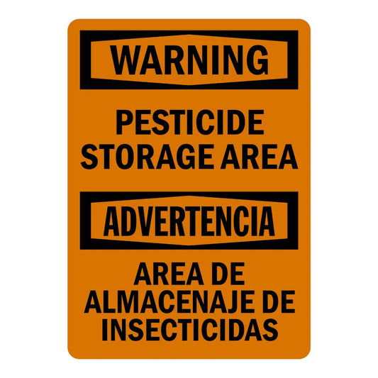 Bilingual OSHA Warning: Pesticide Storage Area