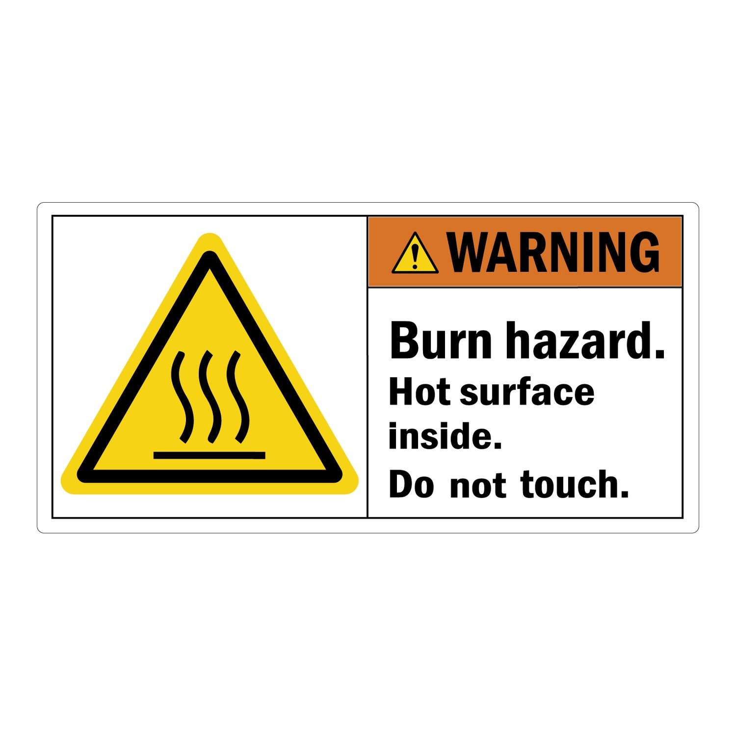 ANSI Warning Burn Hazard Hot Surface Do Not Touch Sign Stickers