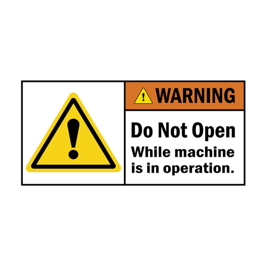 ANSI Warning Do Not Open While Machine Is In Operation Sign Stickers with Graphic