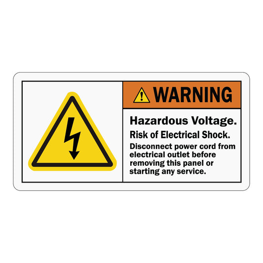 ANSI Warning Hazardous Voltage Risk Of Electrical Shock Sign Stickers