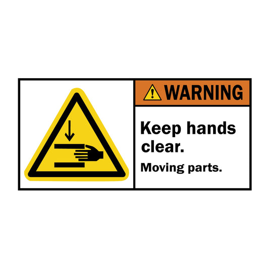 ANSI Warning Keep Hands Clear Moving Parts Sign Stickers