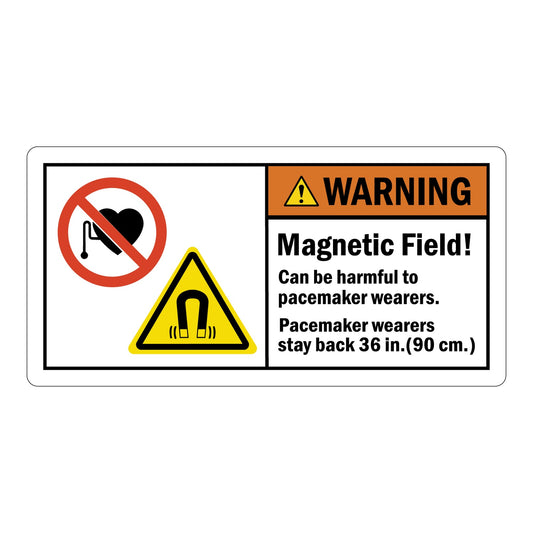 ANSI Warning Magnetic Field Can Be Harmful To Pacemaker Wearers Stay Back 36 Inches Sign Stickers