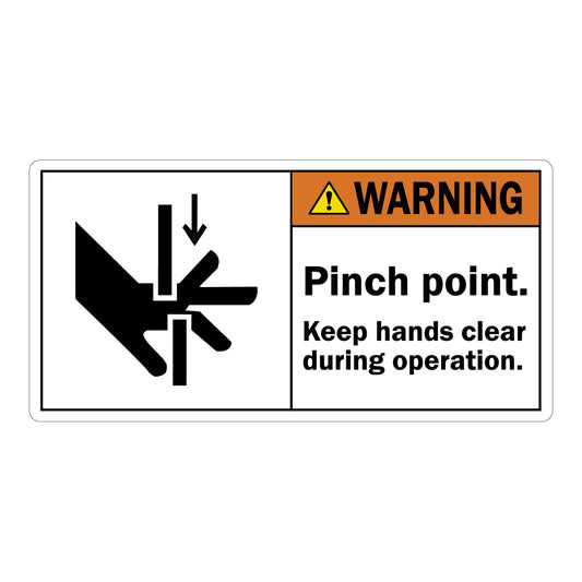 ANSI Warning Pinch Point Hazards Keep Hands Clear Sign Stickers with Hand Entanglement Graphic