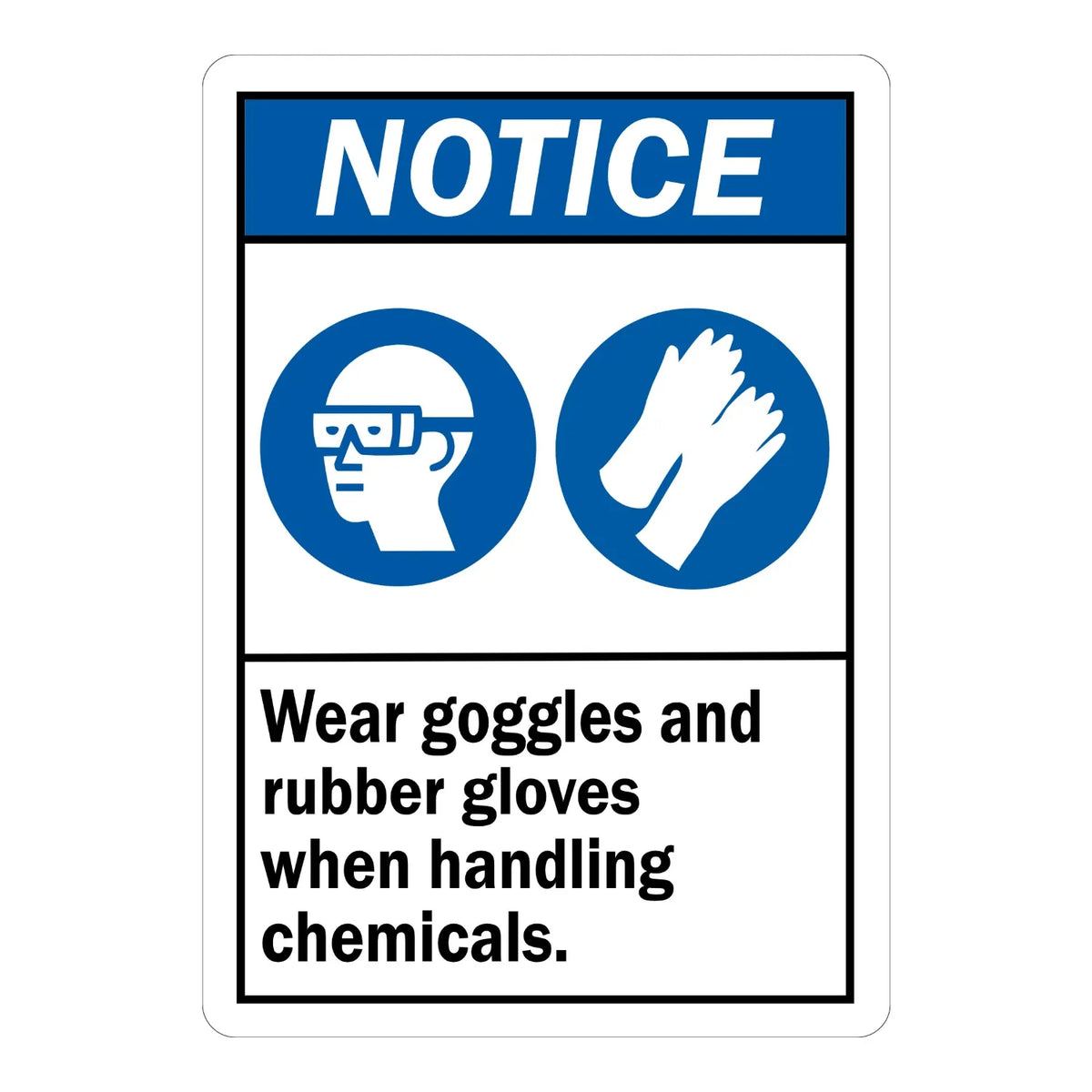 ANSI Notice: Wear Goggles and Rubber Gloves When Handling Chemicals (With Graphic)